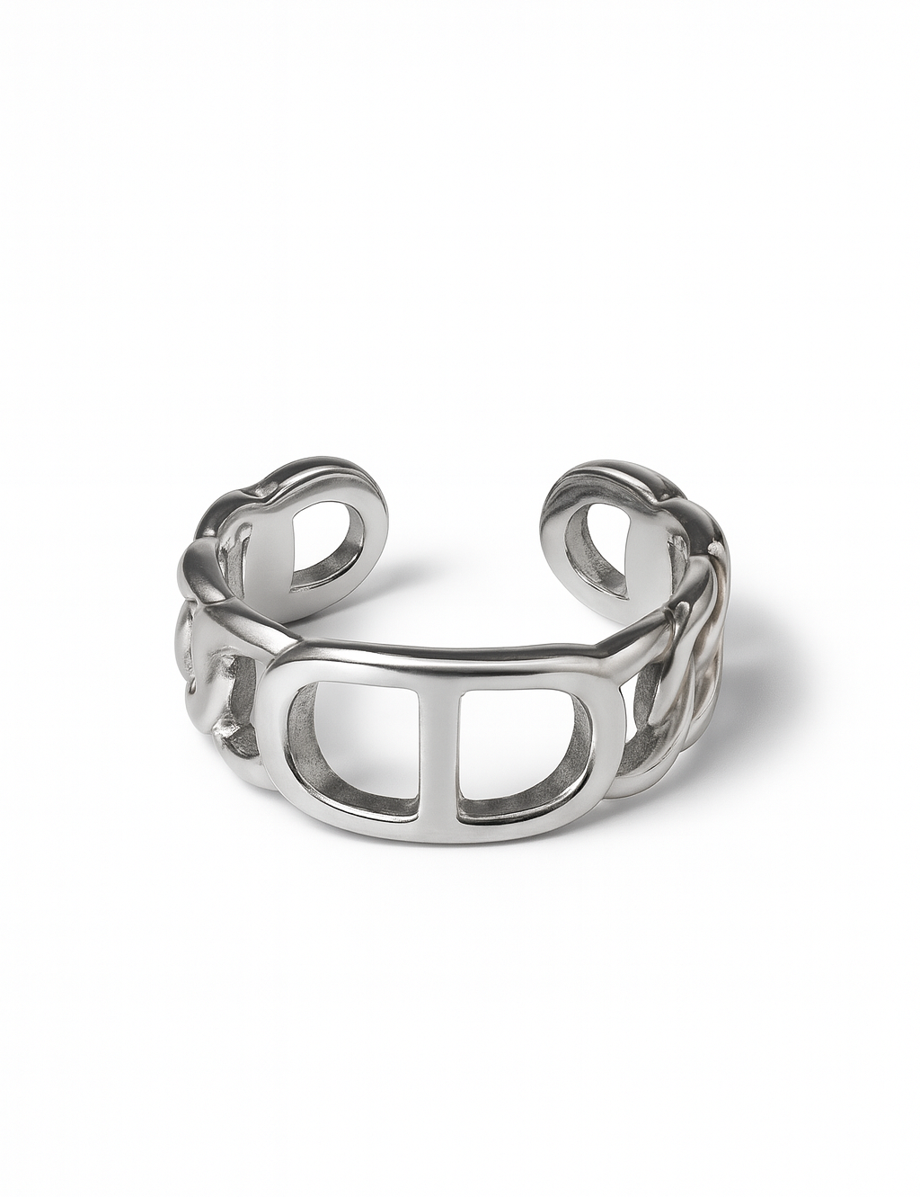 Bague Elodie en acier inoxydable argenté motif maille marine - Ordiajade