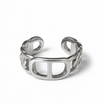 Bague Elodie en acier inoxydable argenté motif maille marine - Ordiajade