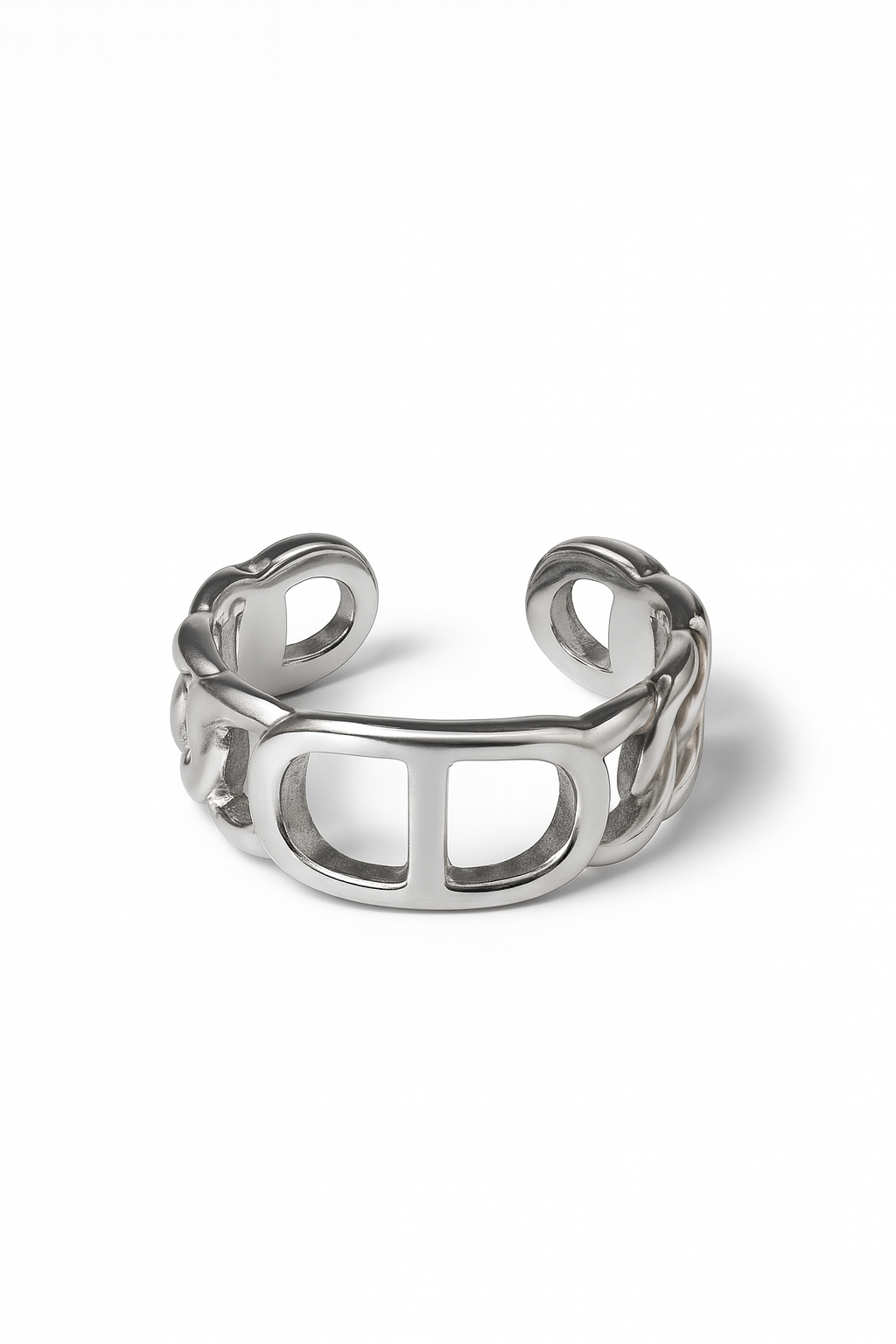 Bague Elodie en acier inoxydable argenté motif maille marine - Ordiajade