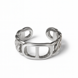 Bague Elodie en acier inoxydable argenté motif maille marine - Ordiajade