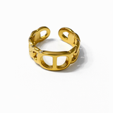 Bague Elodie en acier inoxydable doré motif maille marine - Ordiajade