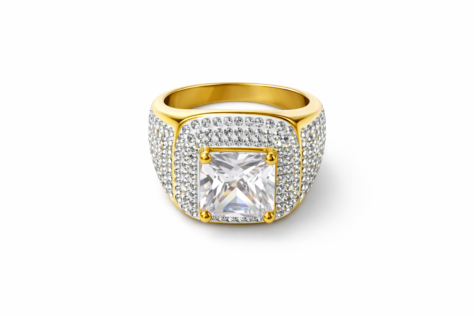 Bague Ginger dorée en acier inoxydable ornée d'une pierre  élégante