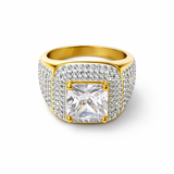 Bague Ginger dorée en acier inoxydable ornée d'une pierre  élégante