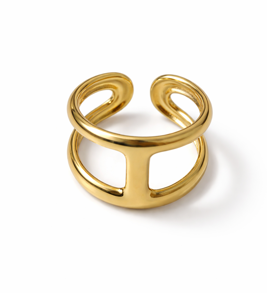 Bague Hacinthe ajustable en acier inoxydable doré - Ordiajade