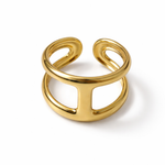 Bague Hacinthe ajustable en acier inoxydable doré - Ordiajade