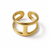 Bague Hacinthe ajustable en acier inoxydable doré - Ordiajade