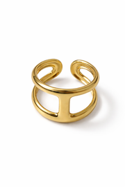Bague Hacinthe ajustable en acier inoxydable doré - Ordiajade