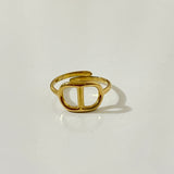 Bague Jun en acier inoxydable doré motif anneau entrelacé - Ordiajade