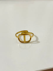 Bague Jun en acier inoxydable doré motif anneau entrelacé - Ordiajade