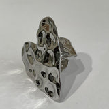 Bague cœur martelée en acier inoxydable argenté - Ordiajade