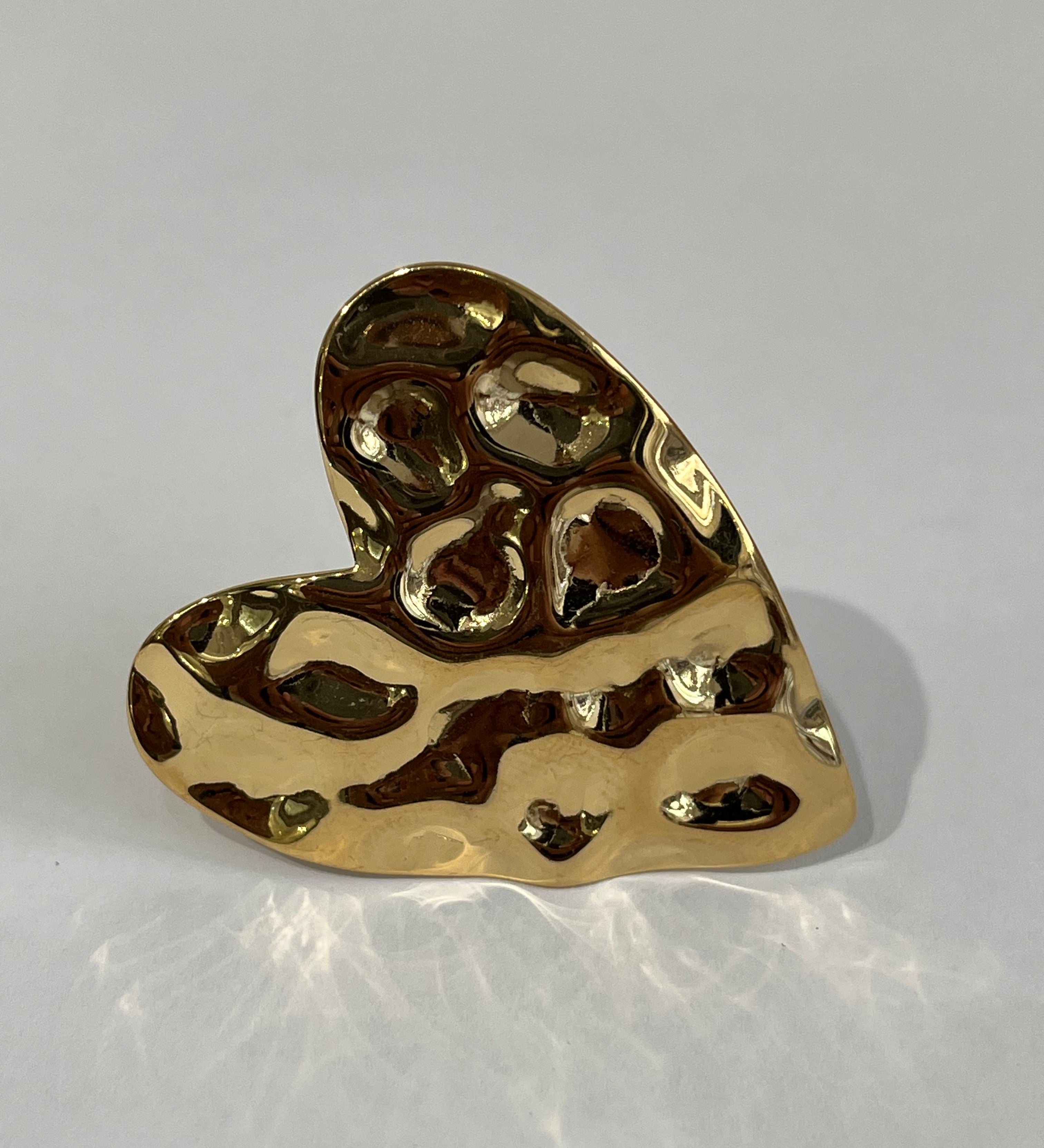 Bague cœur martelée en acier inoxydable doré - Ordiajade