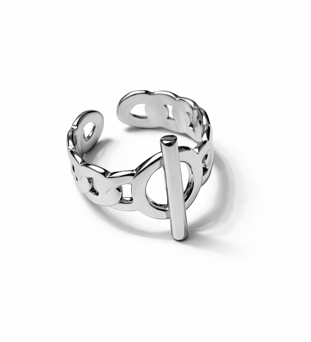 Bague Leween réglable en acier inoxydable argenté - Ordiajade