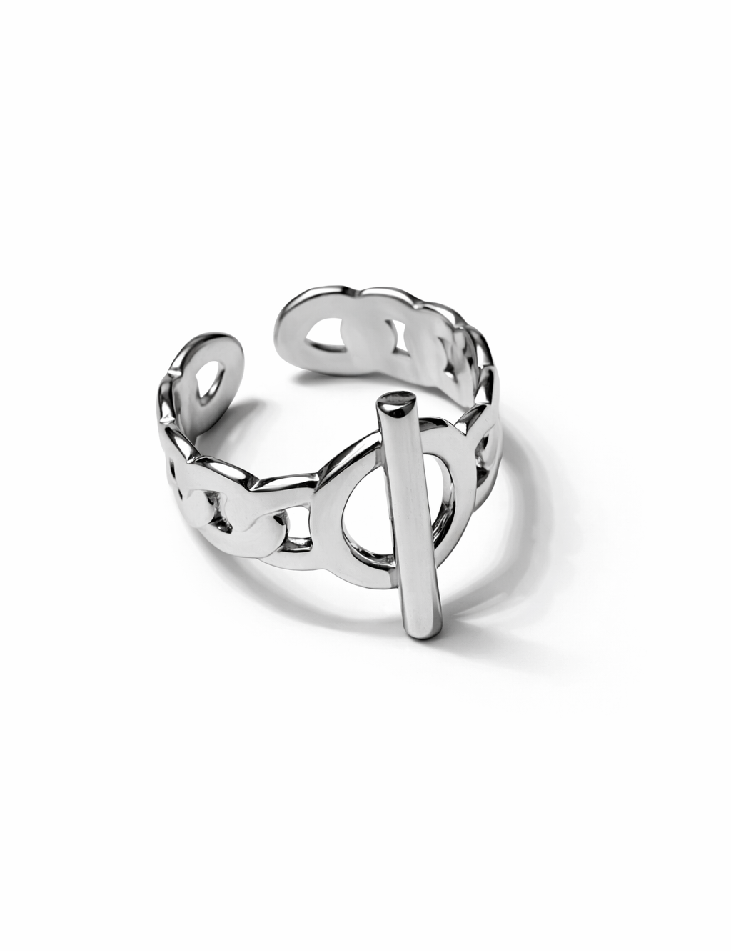 Bague Leween réglable en acier inoxydable argenté - Ordiajade