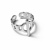 Bague Leween réglable en acier inoxydable argenté - Ordiajade