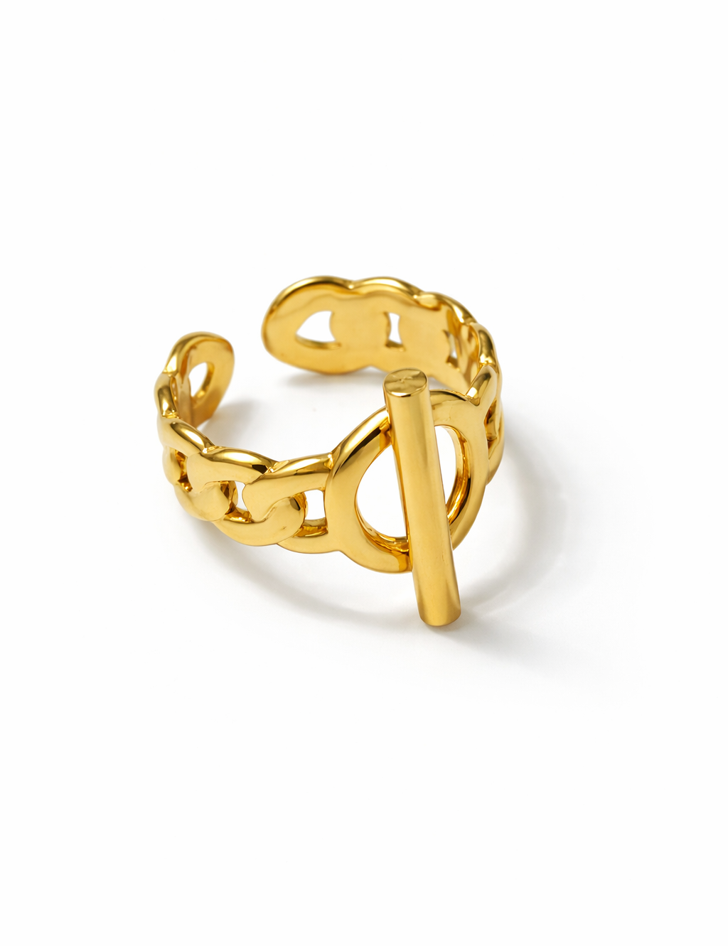 Bague Leween réglable en acier inoxydable doré - Ordiajade