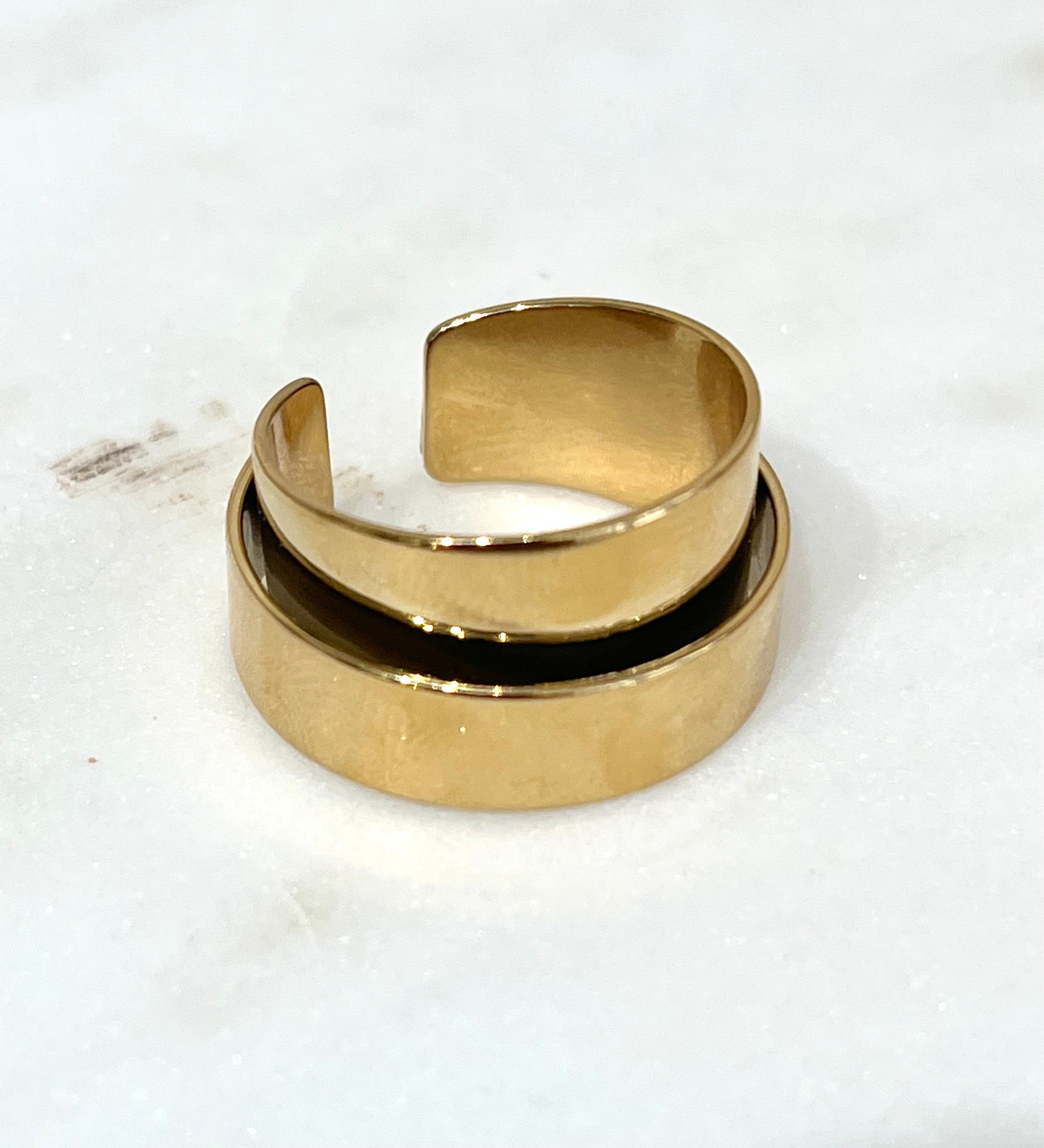 Bague Like Me en acier inoxydable doré à anneau large - Ordiajade