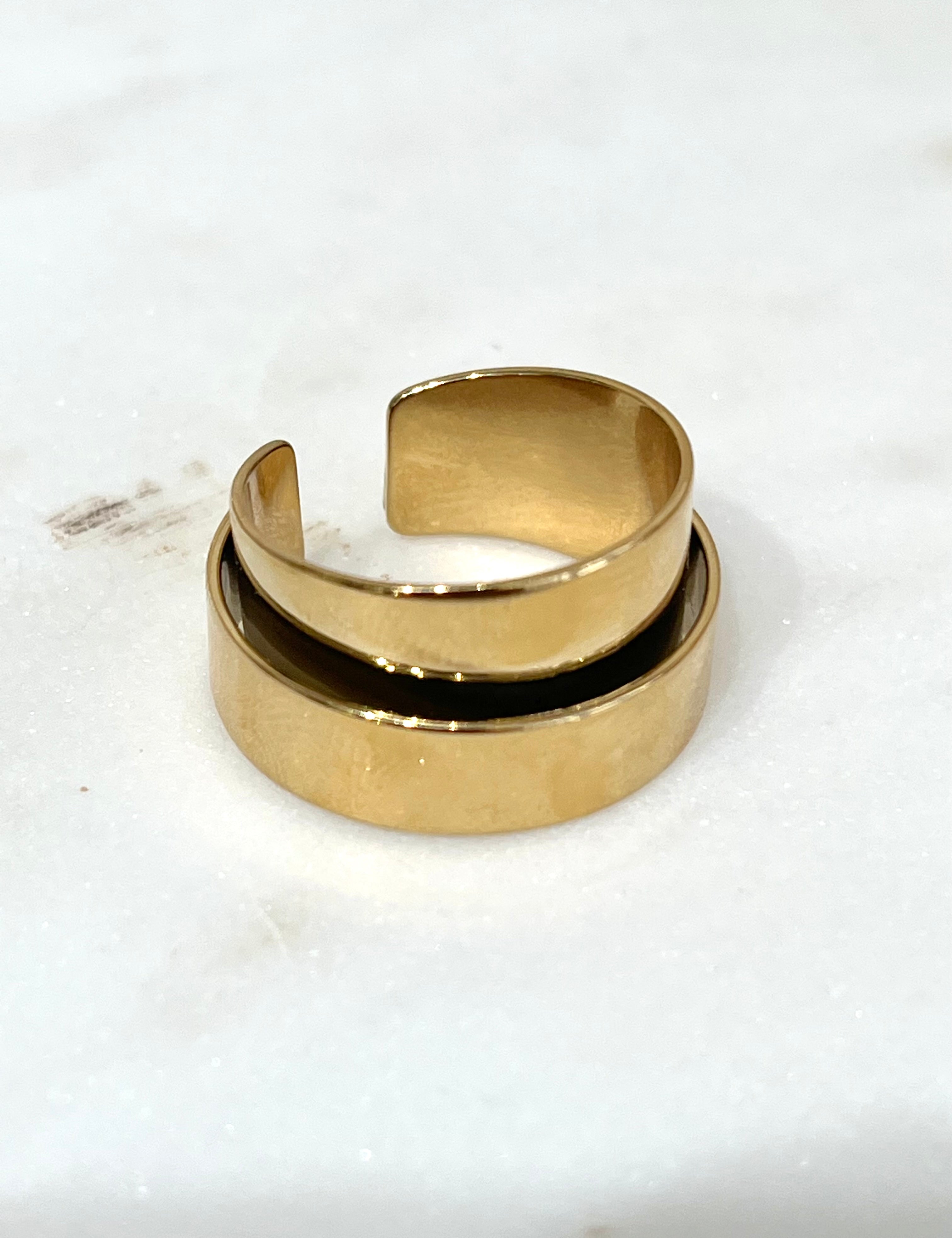 Bague Like Me en acier inoxydable doré à anneau large - Ordiajade