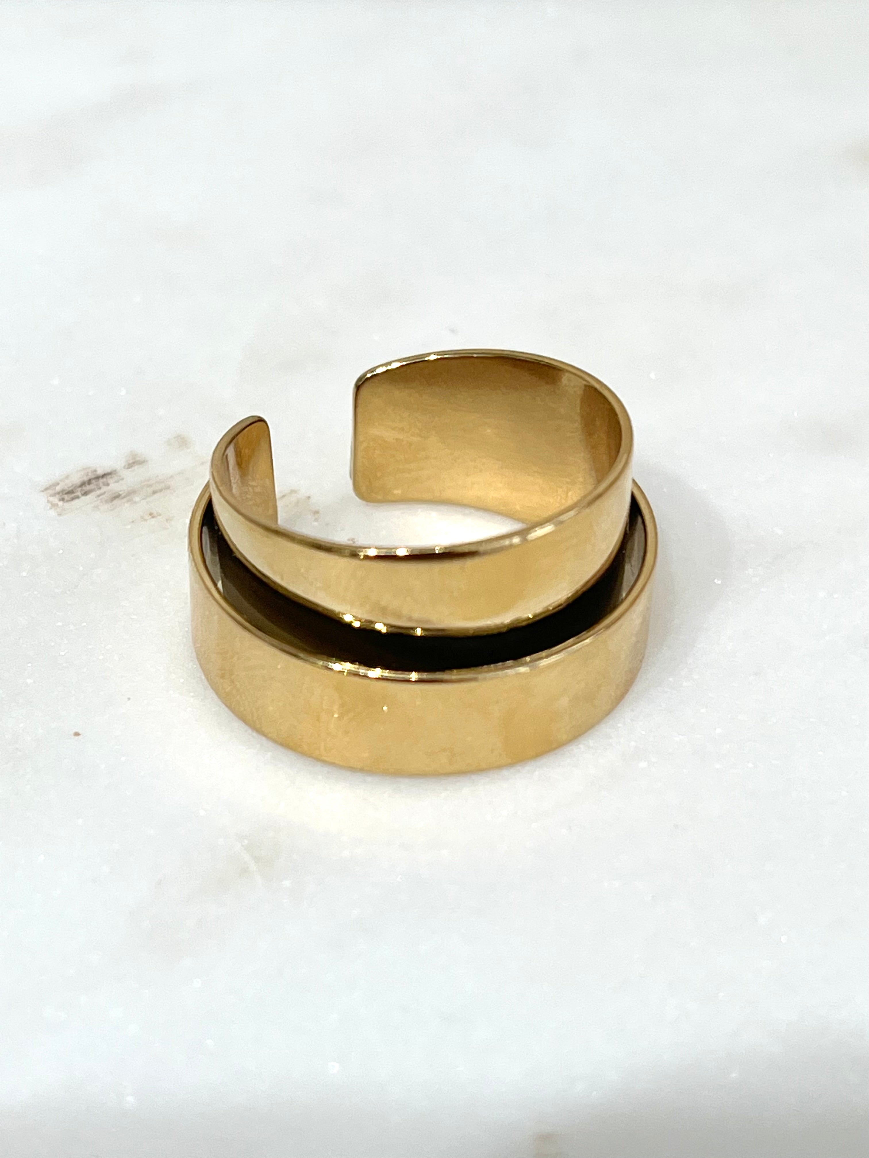 Bague Like Me en acier inoxydable doré à anneau large - Ordiajade