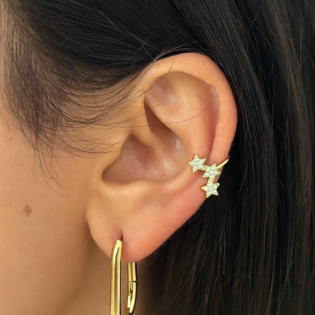aux cartilage doré ajustable motif étoiles constellation pour femme - Ordiajade