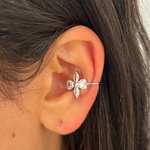 Faux cartilage argenté ajustable style floral pour femme - Ordiajade