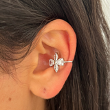 Faux cartilage argenté ajustable style floral pour femme - Ordiajade