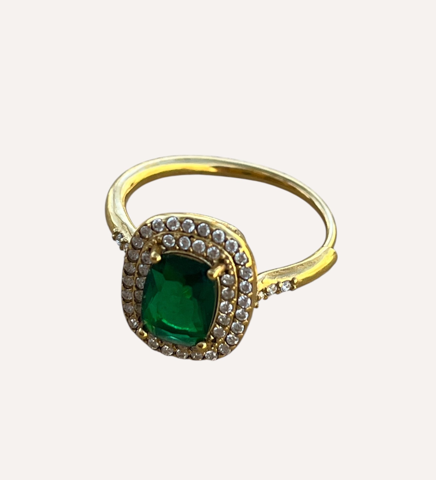 Bague Orlan en acier inoxydable doré avec pierre verte - Ordiajade