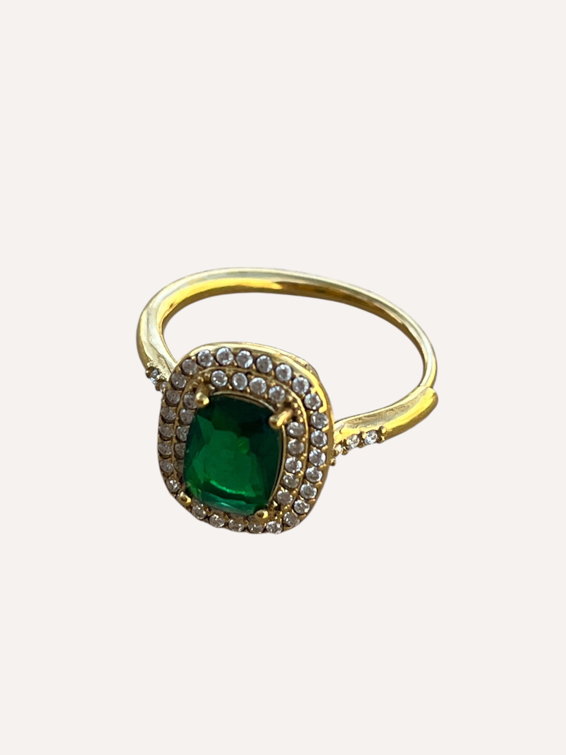 Bague Orlan en acier inoxydable doré avec pierre verte - Ordiajade