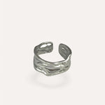 Bague Regulia en acier inoxydable argentée au design texturé et martelé - Ordiajade