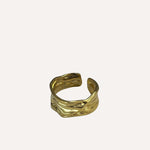 Bague Regulia en acier inoxydable dorée au design texturé et martelé - Ordiajade