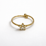 Bague Telia réglable avec motif d'étoile et cristaux en acier inoxydable doré - Ordiajade