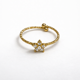 Bague Telia réglable avec motif d'étoile et cristaux en acier inoxydable doré - Ordiajade