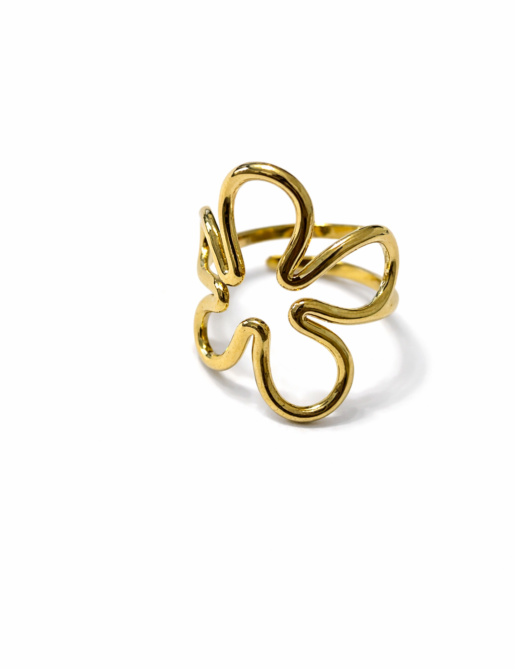 Bague motif fleur en acier inoxydable doré bague winx ajustable