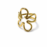 Bague motif fleur en acier inoxydable doré bague winx ajustable