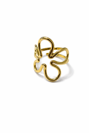 Bague motif fleur en acier inoxydable doré bague winx ajustable