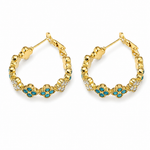 "Gros plan boucles d'oreilles Blue, créoles dorées minimalistes pour femme"