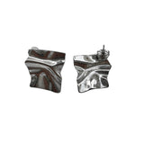 Paire de boucles d'oreilles Feuille argentées carrées texturées - Ordiajade