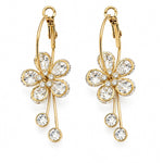 Boucles d'oreilles Fleurs créoles revisitées en acier inoxydable doré avec strass Ordiajade