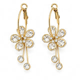 Boucles d'oreilles Fleurs créoles revisitées en acier inoxydable doré avec strass Ordiajade