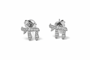 Boucles d'oreilles "Haï" (symbole de Vie) en acier inoxydable argenté - Ordiajade