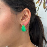 Boucles d'oreilles Horia vertes style goutte d'eau en acier inoxydable.