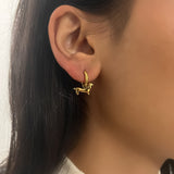 Boucle d’oreille Dog  chien doré en acier inoxydable 316L résistant à l’eau