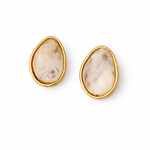 Boucles d'oreilles puces JADE en acier inoxydable doré en forme de goutte effet nacre - Ordiajade