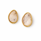 Boucles d'oreilles puces JADE en acier inoxydable doré en forme de goutte effet nacre - Ordiajade