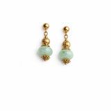 Paire de boucles d'oreilles Kyto dorées en acier inoxydable, vue de face, style asiatiques - Ordiajade