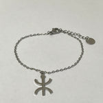 Bracelet Berber Origine argenté en acier inoxydable avec motif symbole Amazigh - Ordiajade