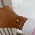 Bracelet Berber Origine en acier inoxydable doré avec symbole Amazigh porté au poignet - Ordiajade