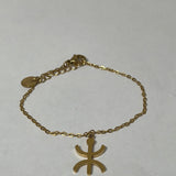 Bracelet Berber Origine doré à motif symbole Yaz Amazigh sur fond neutre - Ordiajade