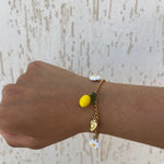 Bracelet Citron doré en acier inoxydable 316L Ordiajade, waterproof et hypoallergénique
