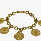 Bracelet Déesse doré à maillons et médaillons gravés en acier inoxydable - Ordiajade