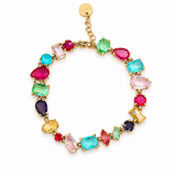 Bracelet Éternel en acier inoxydable orné de pierres colorées éclatantes présenté à plat Ordiajade
